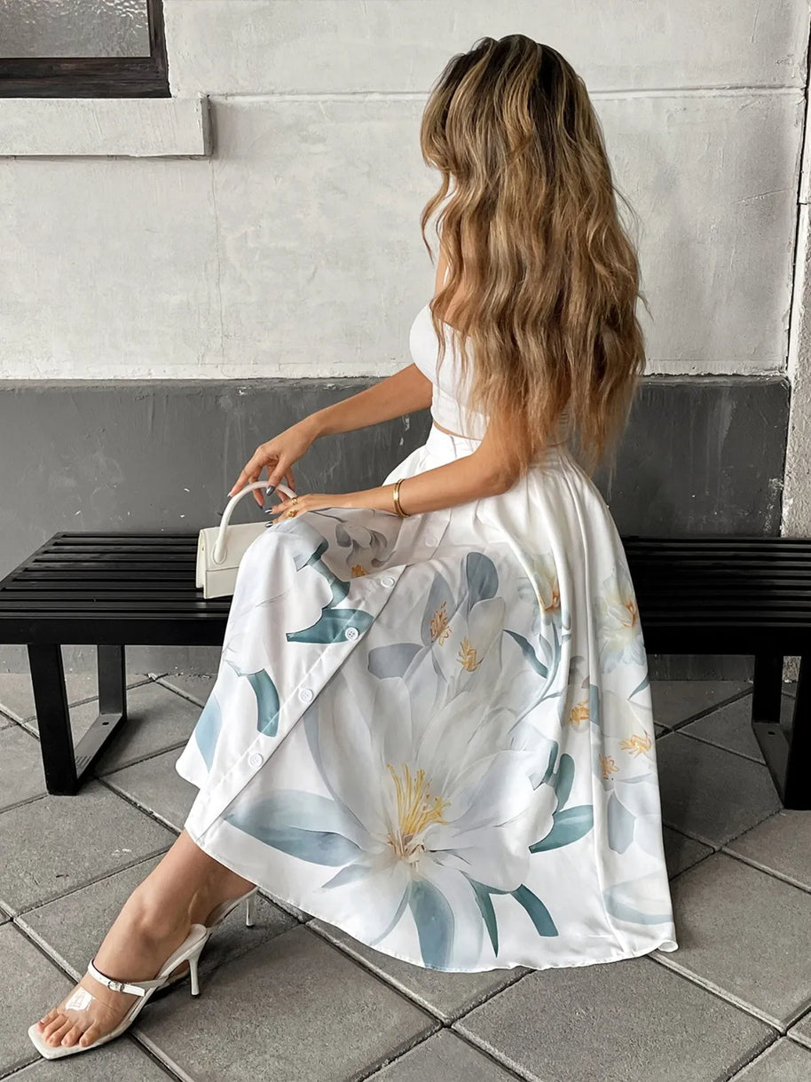 Floral Print Midi Skirt-Skirts-Trendsi-[option4]-[option5]-[option6]-[option7]-[option8]-Shop-Boutique-Clothing-for-Women-Online