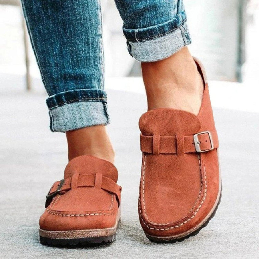 Round Toe Low Heel Buckle Loafers-Trendsi-Caramel-35(US4)-[option4]-[option5]-[option6]-[option7]-[option8]-Shop-Boutique-Clothing-for-Women-Online