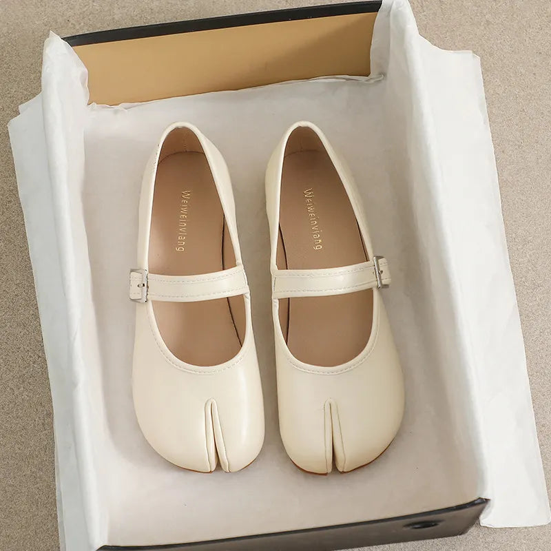 Split-Toe Flat Slip-Ons-135 Flats-Trendsi-Beige-34(US3)-[option4]-[option5]-[option6]-[option7]-[option8]-Shop-Boutique-Clothing-for-Women-Online