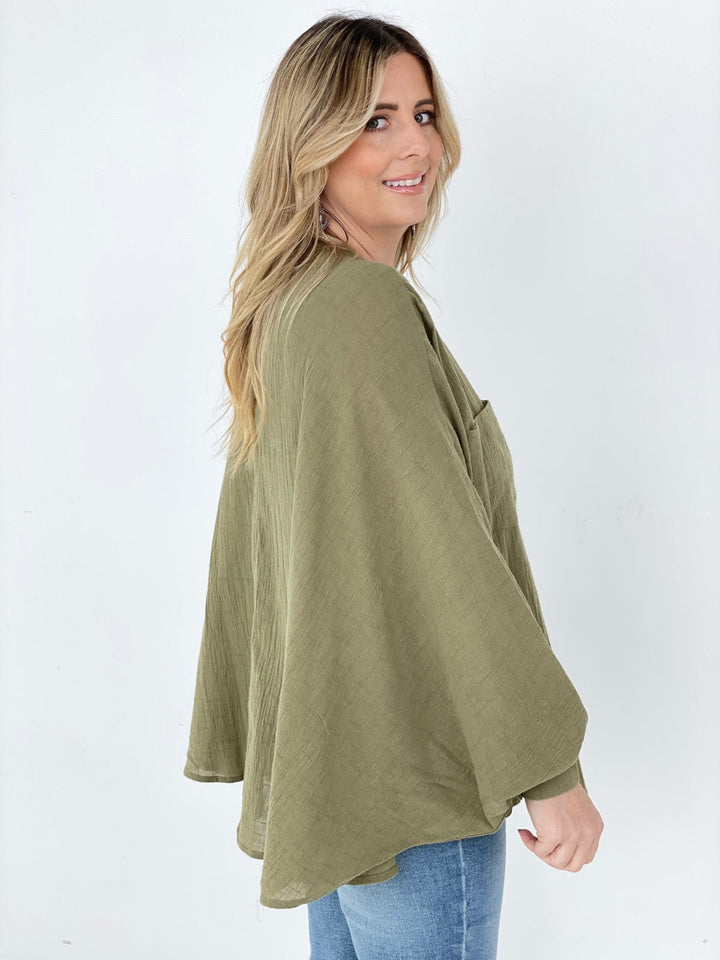 Easel Textured Cotton Linen Oversized Top-Blouses-Kiwidrop-[option4]-[option5]-[option6]-[option7]-[option8]-Shop-Boutique-Clothing-for-Women-Online