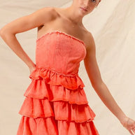 SO ME Strapless Ruffle Layered Game Day Cheer Up Dress-Dresses-Trendsi-[option4]-[option5]-[option6]-[option7]-[option8]-Shop-Boutique-Clothing-for-Women-Online