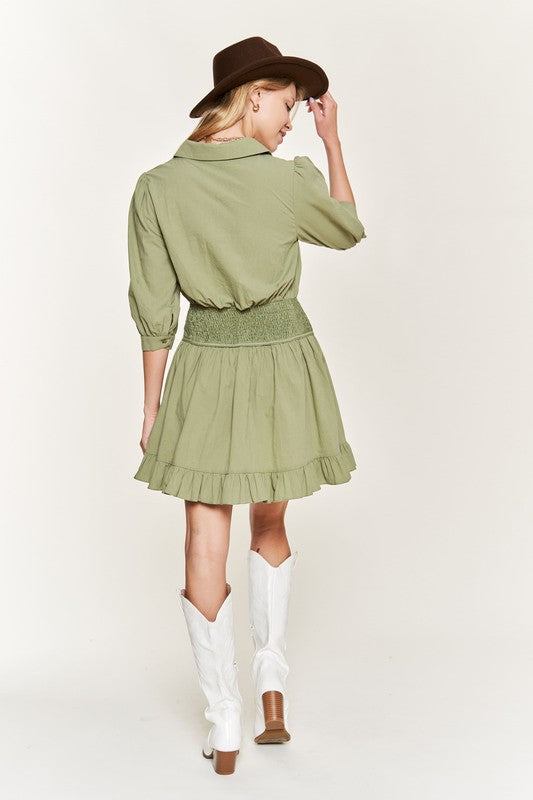Eyelet detail 3/4 sleeve short dress-Jade By Jane-[option4]-[option5]-[option6]-[option7]-[option8]-Shop-Boutique-Clothing-for-Women-Online