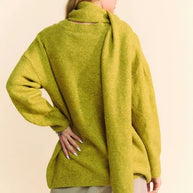 Davi & Dani V-Neck Dropped Shoulder Sweater with Scarf-Sweaters-Trendsi-[option4]-[option5]-[option6]-[option7]-[option8]-Shop-Boutique-Clothing-for-Women-Online