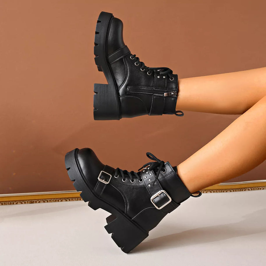 Round Toe Block Heels Boots-Boots-Trendsi-[option4]-[option5]-[option6]-[option7]-[option8]-Shop-Boutique-Clothing-for-Women-Online