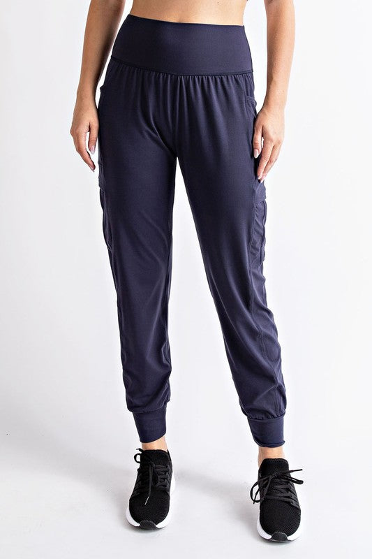 Rae Mode Butter Jogger With Side Pockets-Rae Mode-Navy-S-[option4]-[option5]-[option6]-[option7]-[option8]-Shop-Boutique-Clothing-for-Women-Online