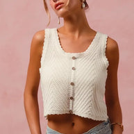 SO ME Chevron Pattern Buttoned Front Lightweight Tank Top-Tank Tops & Camis-Trendsi-[option4]-[option5]-[option6]-[option7]-[option8]-Shop-Boutique-Clothing-for-Women-Online