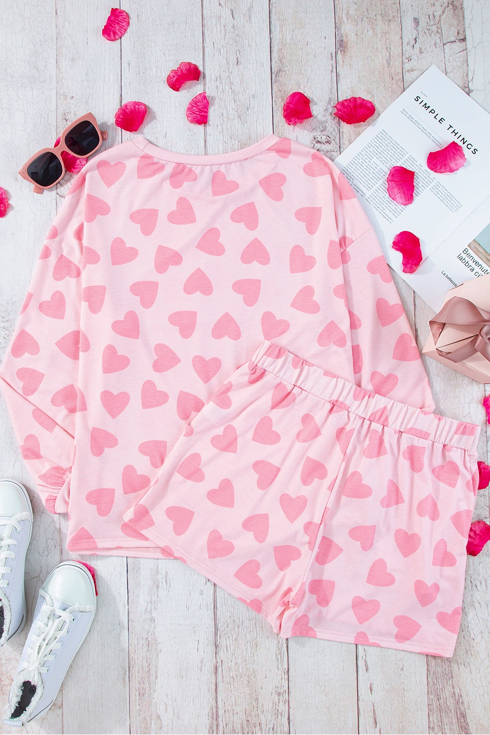 Heart Print Round Neck Top and Shorts Lounge Set-Trendsi-[option4]-[option5]-[option6]-[option7]-[option8]-Shop-Boutique-Clothing-for-Women-Online