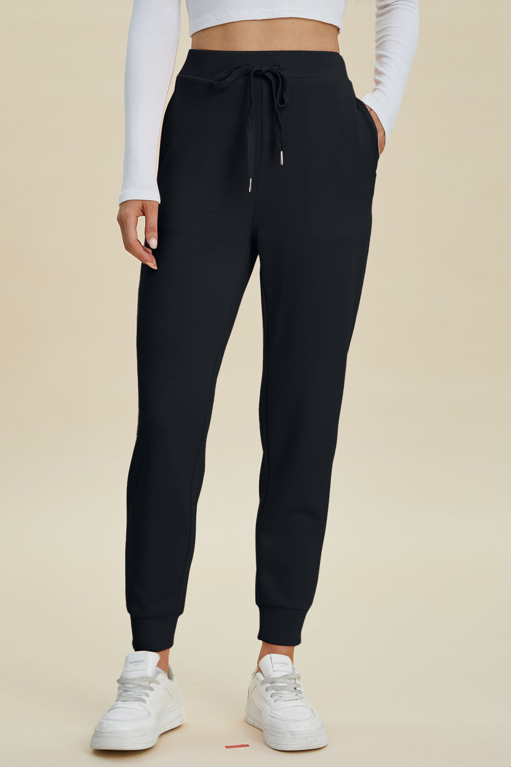 Basic Bae Air Scuba Drawstring High Waist Joggers-Trendsi-Black-S-[option4]-[option5]-[option6]-[option7]-[option8]-Shop-Boutique-Clothing-for-Women-Online