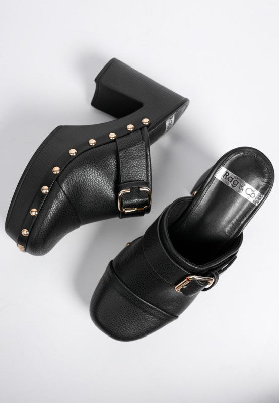 Septim Genuine Leather Studded Clog Heels-Rag Company-[option4]-[option5]-[option6]-[option7]-[option8]-Shop-Boutique-Clothing-for-Women-Online