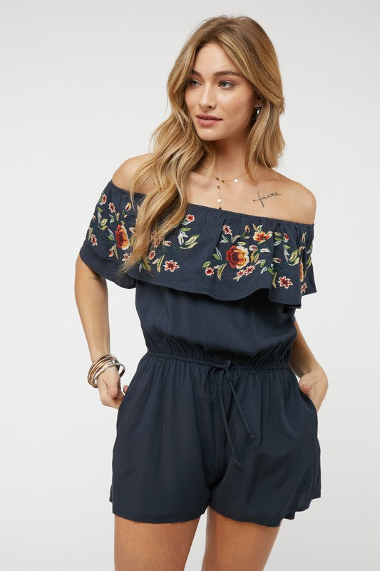 FLORAL EMBROIDERED OFF SHOULDER ROMPER-Davi & Dani-[option4]-[option5]-[option6]-[option7]-[option8]-Shop-Boutique-Clothing-for-Women-Online