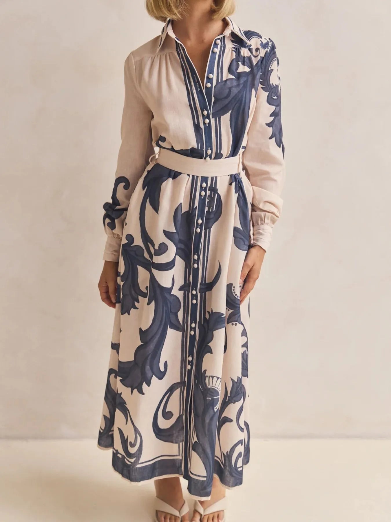 Printed Button Down Belted Shirt Dress-Dresses-Trendsi-[option4]-[option5]-[option6]-[option7]-[option8]-Shop-Boutique-Clothing-for-Women-Online
