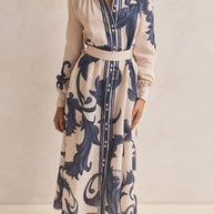 Printed Button Down Belted Shirt Dress-Dresses-Trendsi-[option4]-[option5]-[option6]-[option7]-[option8]-Shop-Boutique-Clothing-for-Women-Online