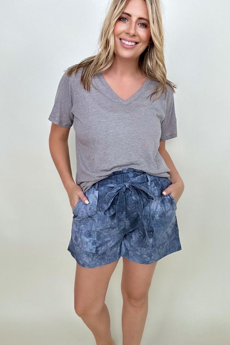 Cotton Bleu Tie Dye Casual Shorts With Belt-Shorts-Kiwidrop-[option4]-[option5]-[option6]-[option7]-[option8]-Shop-Boutique-Clothing-for-Women-Online