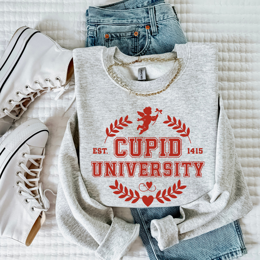 Cupid University Tee/Sweatshirt -ash-sweatshirt-Knox and Nell Wholesale-[option4]-[option5]-[option6]-[option7]-[option8]-Shop-Boutique-Clothing-for-Women-Online