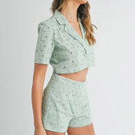 MABLE Eyelet Short Sleeve Crop Top and Shorts Set-Sets-Trendsi-[option4]-[option5]-[option6]-[option7]-[option8]-Shop-Boutique-Clothing-for-Women-Online