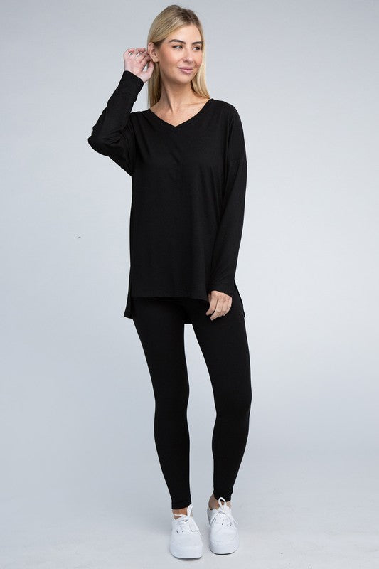 Zenana Brushed DTY Microfiber Loungewear Set-ZENANA-BLACK-S-[option4]-[option5]-[option6]-[option7]-[option8]-Shop-Boutique-Clothing-for-Women-Online