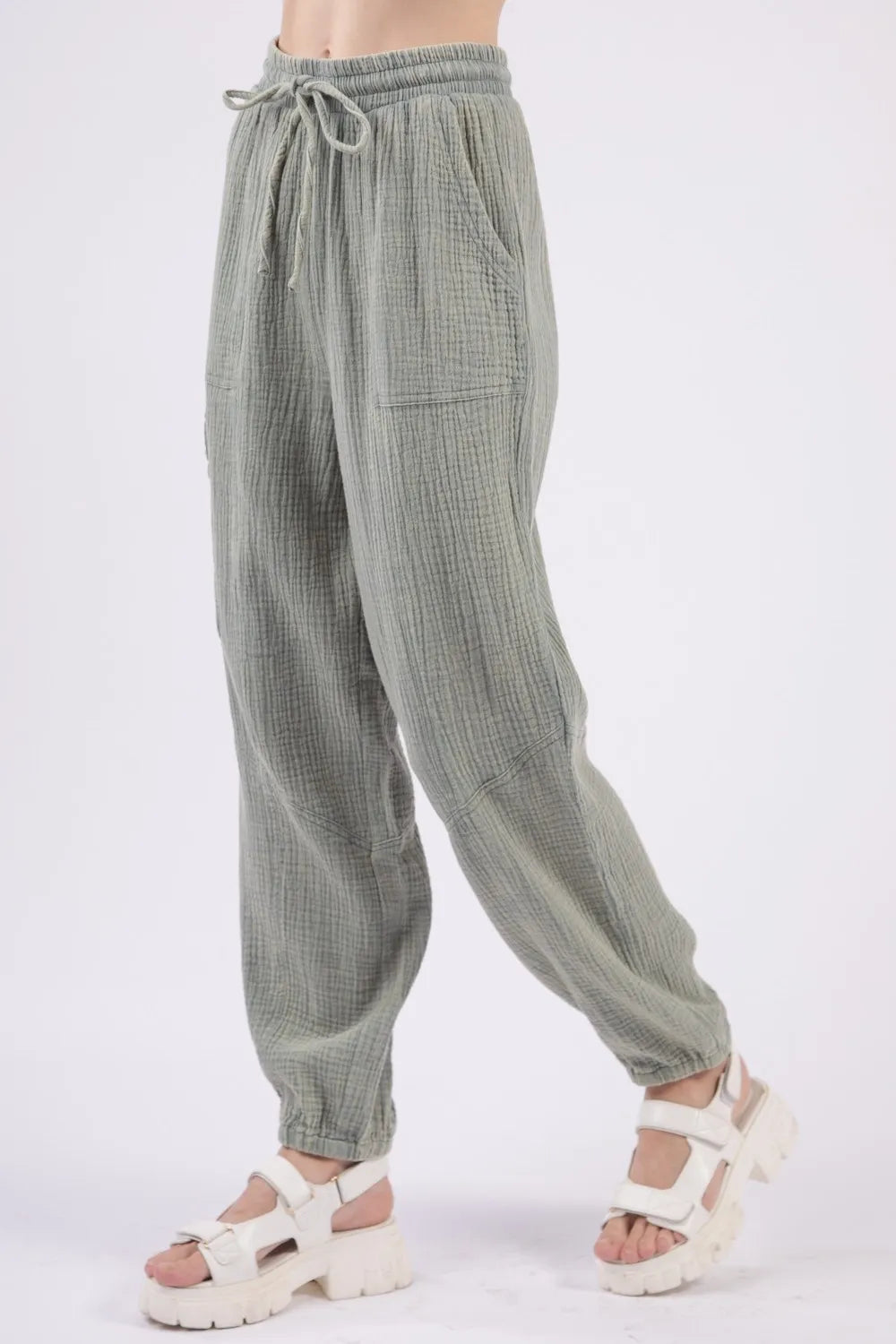VERY J Washed Woven Crinkle Gauze Drawstring Pants-pants-Trendsi-[option4]-[option5]-[option6]-[option7]-[option8]-Shop-Boutique-Clothing-for-Women-Online