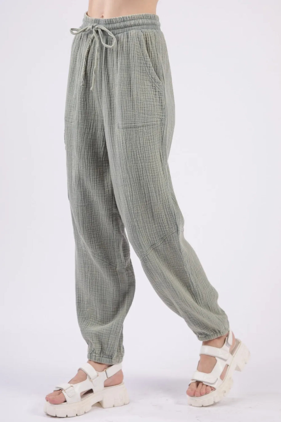 VERY J Washed Woven Crinkle Gauze Drawstring Pants-pants-Trendsi-[option4]-[option5]-[option6]-[option7]-[option8]-Shop-Boutique-Clothing-for-Women-Online