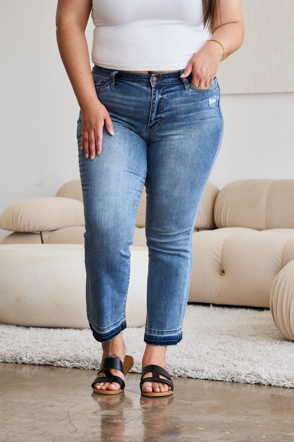 Judy Blue Release Hem Cropped Bootcut Jeans-Trendsi-[option4]-[option5]-[option6]-[option7]-[option8]-Shop-Boutique-Clothing-for-Women-Online