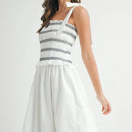 MABLE Smocked Bodice Bubble Midi Dress-Dresses-Trendsi-[option4]-[option5]-[option6]-[option7]-[option8]-Shop-Boutique-Clothing-for-Women-Online