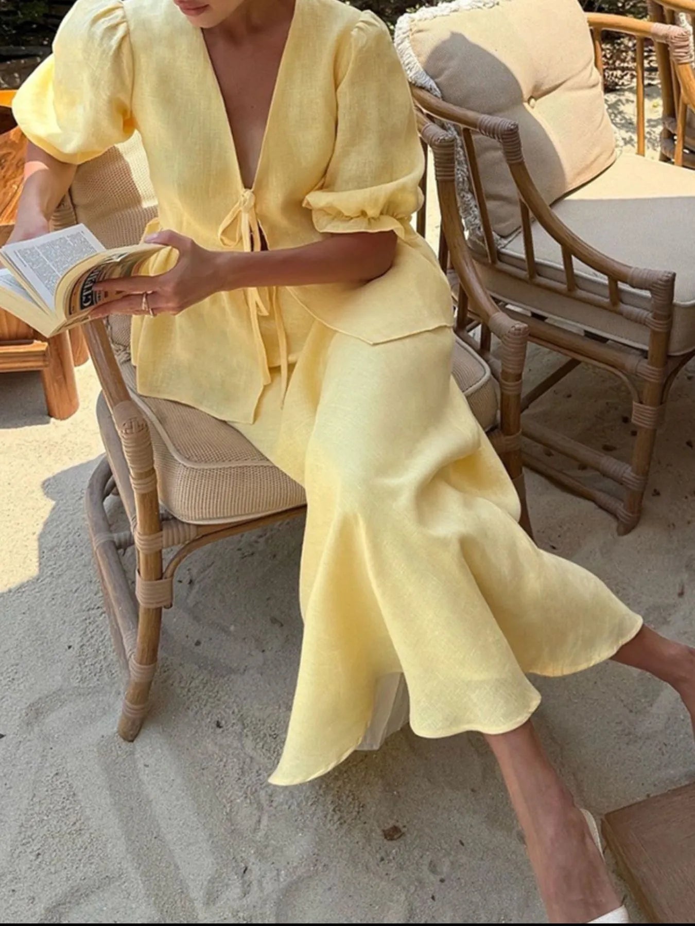 Tie Front Peplum Top and Skirt Set-Sets-Trendsi-[option4]-[option5]-[option6]-[option7]-[option8]-Shop-Boutique-Clothing-for-Women-Online