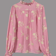 Flower Button Up Long Sleeve Shirt-Tops-Trendsi-[option4]-[option5]-[option6]-[option7]-[option8]-Shop-Boutique-Clothing-for-Women-Online