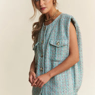 J.NNA Frayed Tweed Padded Shoulder Vest-Vest-Trendsi-[option4]-[option5]-[option6]-[option7]-[option8]-Shop-Boutique-Clothing-for-Women-Online