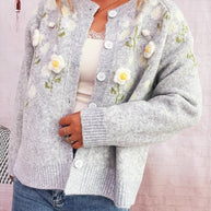 Flower Button Up Long Sleeve Cardigan-Cardigan-Trendsi-[option4]-[option5]-[option6]-[option7]-[option8]-Shop-Boutique-Clothing-for-Women-Online
