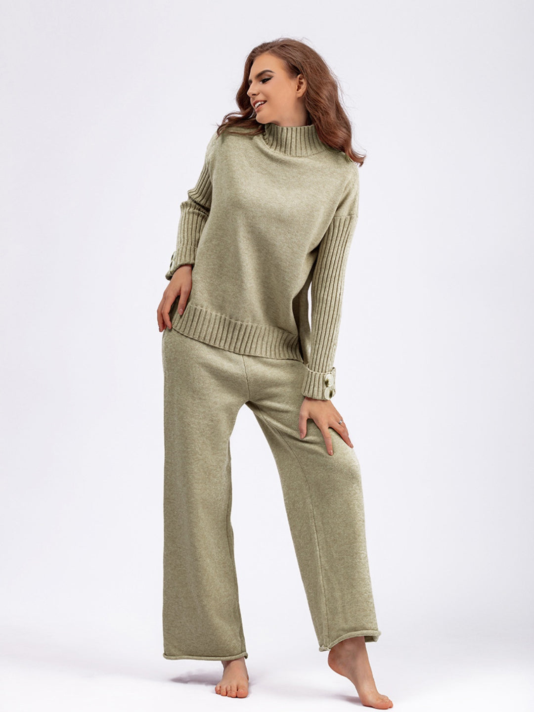 Basic Bae High- Low Turtleneck Long Sleeve Top and Pants Sweater Set-Trendsi-[option4]-[option5]-[option6]-[option7]-[option8]-Shop-Boutique-Clothing-for-Women-Online