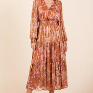 Mittoshop Flower Print Satin Lurex Stripe Smocked Midi Dress-Dresses-Trendsi-[option4]-[option5]-[option6]-[option7]-[option8]-Shop-Boutique-Clothing-for-Women-Online