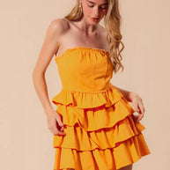 SO ME Strapless Ruffle Layered Game Day Cheer Up Dress-Dresses-Trendsi-[option4]-[option5]-[option6]-[option7]-[option8]-Shop-Boutique-Clothing-for-Women-Online