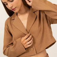 HYFVE Cropped Button-Down Blazer-Crop Tops-Trendsi-[option4]-[option5]-[option6]-[option7]-[option8]-Shop-Boutique-Clothing-for-Women-Online