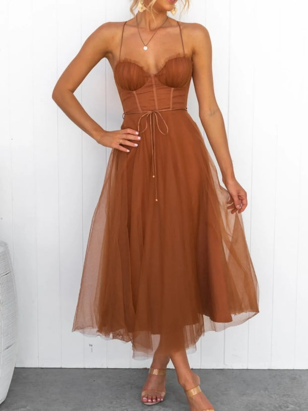 Sweetheart Neck Tulle Midi Dress-Dresses-Trendsi-[option4]-[option5]-[option6]-[option7]-[option8]-Shop-Boutique-Clothing-for-Women-Online