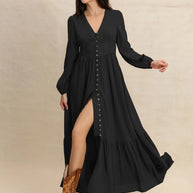 V-Neck Long Sleeve Dress-Dresses-Trendsi-[option4]-[option5]-[option6]-[option7]-[option8]-Shop-Boutique-Clothing-for-Women-Online