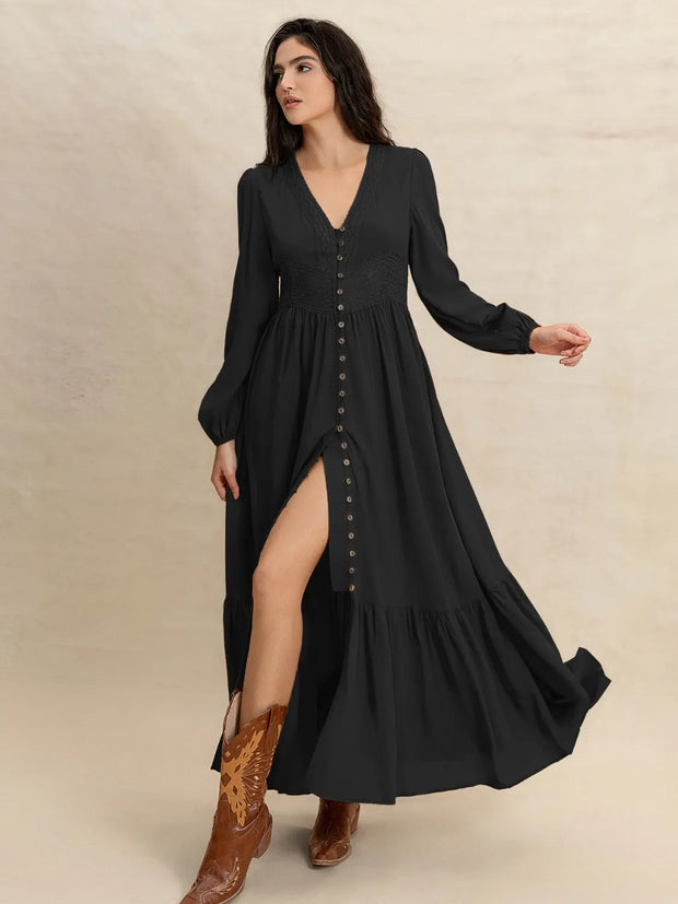 V-Neck Long Sleeve Dress-Dresses-Trendsi-[option4]-[option5]-[option6]-[option7]-[option8]-Shop-Boutique-Clothing-for-Women-Online