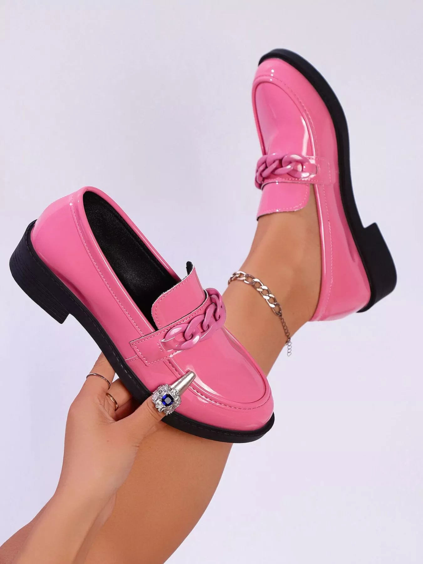 Round Toe Chain Detail Loafers-Shoes-Trendsi-[option4]-[option5]-[option6]-[option7]-[option8]-Shop-Boutique-Clothing-for-Women-Online