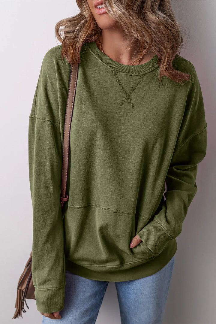 Magnolia Pocket Sweatshirt- 3 Colors-Trendsi-Army Green-S-[option4]-[option5]-[option6]-[option7]-[option8]-Shop-Boutique-Clothing-for-Women-Online