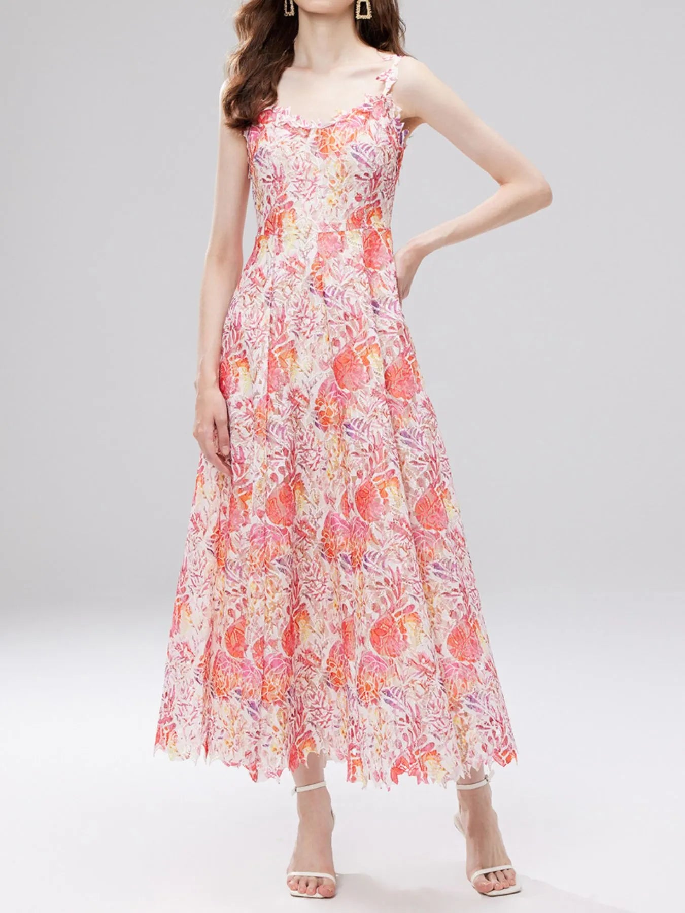 Floral Lace Sleeveless V-Neck Midi Dress-Dresses-Trendsi-[option4]-[option5]-[option6]-[option7]-[option8]-Shop-Boutique-Clothing-for-Women-Online