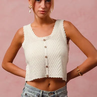 SO ME Chevron Pattern Buttoned Front Lightweight Tank Top-Tank Tops & Camis-Trendsi-[option4]-[option5]-[option6]-[option7]-[option8]-Shop-Boutique-Clothing-for-Women-Online