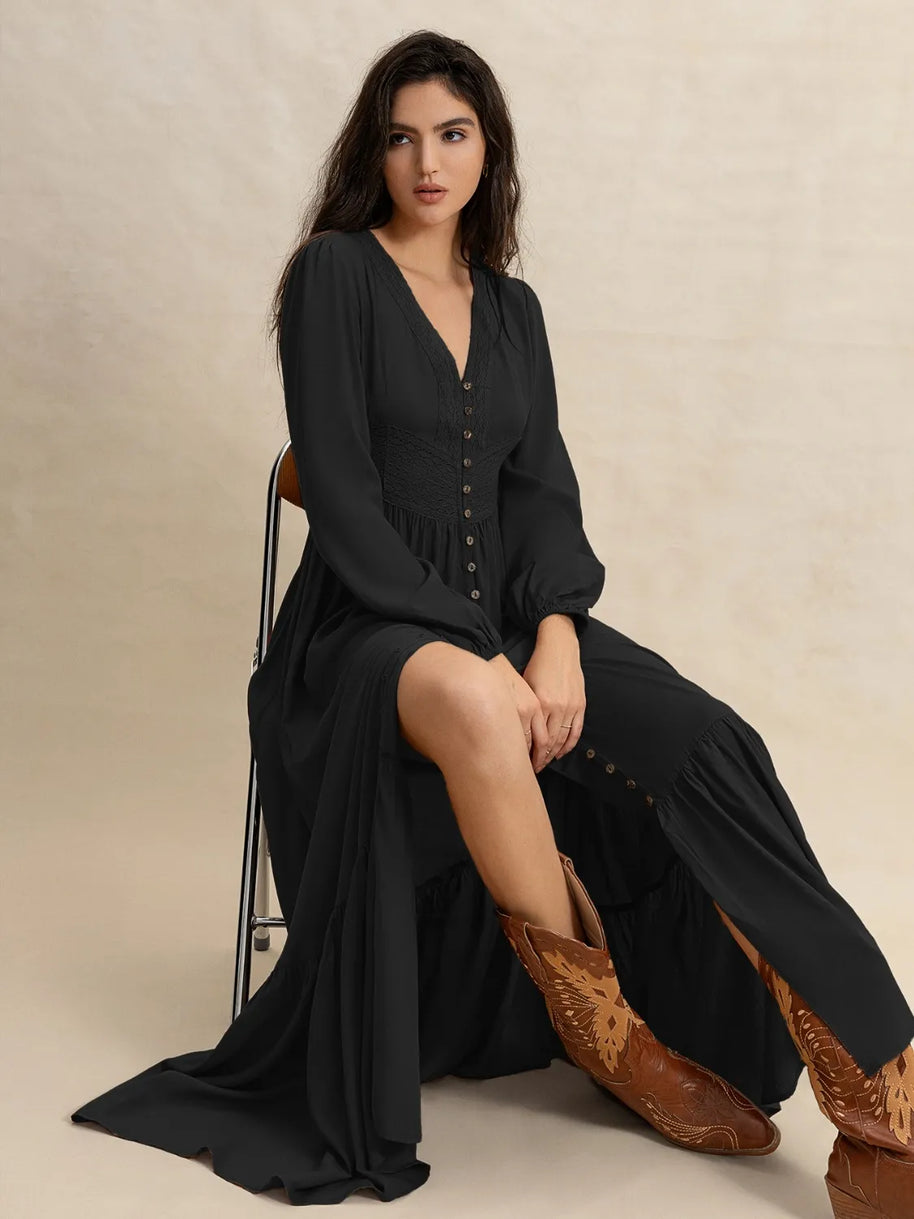 V-Neck Long Sleeve Dress-Dresses-Trendsi-[option4]-[option5]-[option6]-[option7]-[option8]-Shop-Boutique-Clothing-for-Women-Online