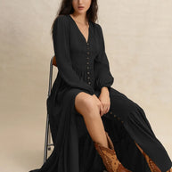 V-Neck Long Sleeve Dress-Dresses-Trendsi-[option4]-[option5]-[option6]-[option7]-[option8]-Shop-Boutique-Clothing-for-Women-Online