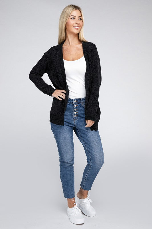 Zenana Melange Open Front Sweater Cardigan-ZENANA-[option4]-[option5]-[option6]-[option7]-[option8]-Shop-Boutique-Clothing-for-Women-Online