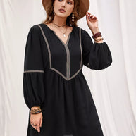 Plus Size Notched Balloon Sleeve Mini Dress-Dresses-Trendsi-[option4]-[option5]-[option6]-[option7]-[option8]-Shop-Boutique-Clothing-for-Women-Online