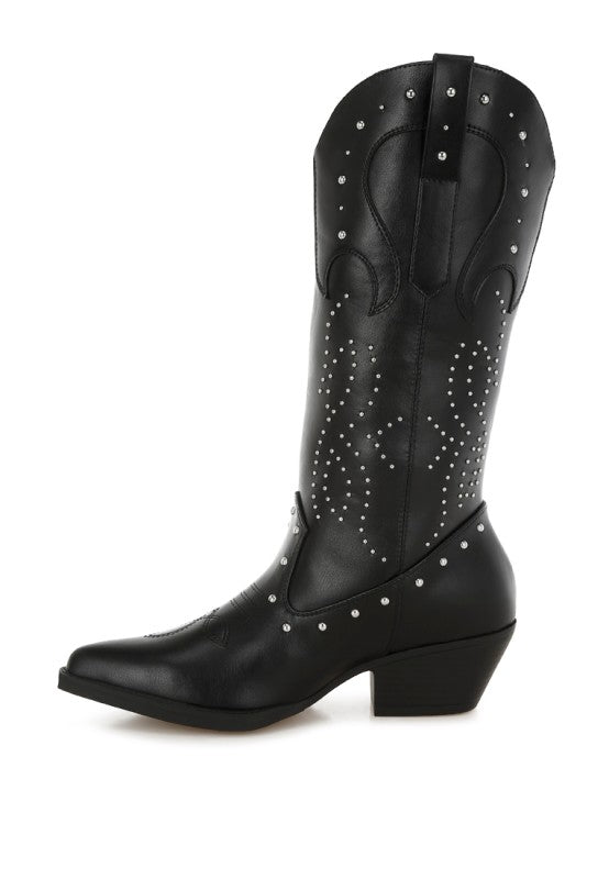 Dockery Studs Embellished Cowboy Boots-Rag Company-[option4]-[option5]-[option6]-[option7]-[option8]-Shop-Boutique-Clothing-for-Women-Online