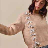 SO ME Checkered Plaid Tape Lace Up Ribbed Sweater-Sweaters-Trendsi-[option4]-[option5]-[option6]-[option7]-[option8]-Shop-Boutique-Clothing-for-Women-Online