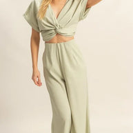 HYFVE Twisted Front Short Sleeve Top and Wide Leg Pants Set-Sets-Trendsi-[option4]-[option5]-[option6]-[option7]-[option8]-Shop-Boutique-Clothing-for-Women-Online