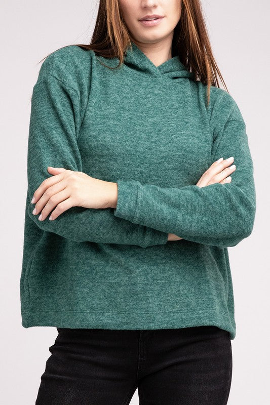 Zenana Hooded Brushed Melange Hacci Sweater-ZENANA-DK GREEN-S/M-[option4]-[option5]-[option6]-[option7]-[option8]-Shop-Boutique-Clothing-for-Women-Online