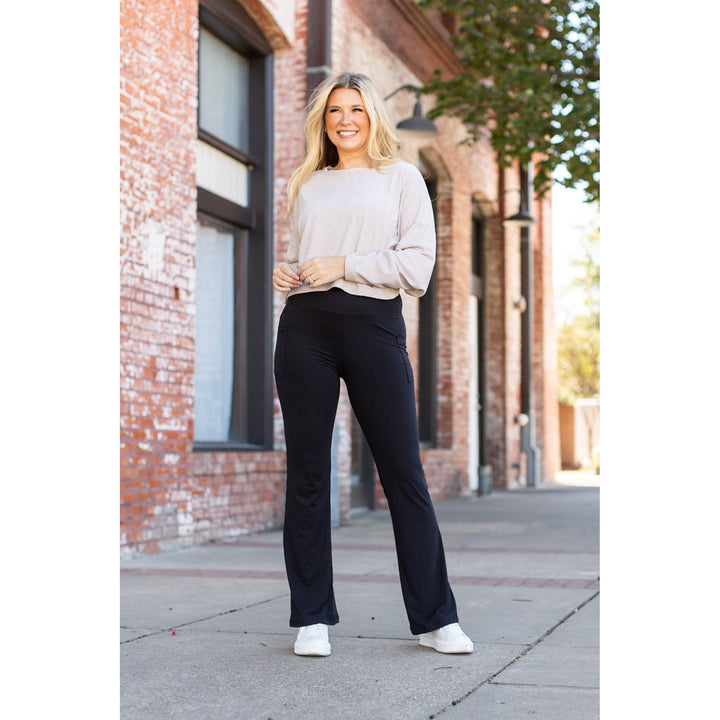 The Vanessa - 27" Black Bootcut Leggings-JuliaRoseWholesale-[option4]-[option5]-[option6]-[option7]-[option8]-Shop-Boutique-Clothing-for-Women-Online