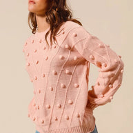SO ME Pom Pom Textured Knit Sweater Top-Sweater-Trendsi-[option4]-[option5]-[option6]-[option7]-[option8]-Shop-Boutique-Clothing-for-Women-Online