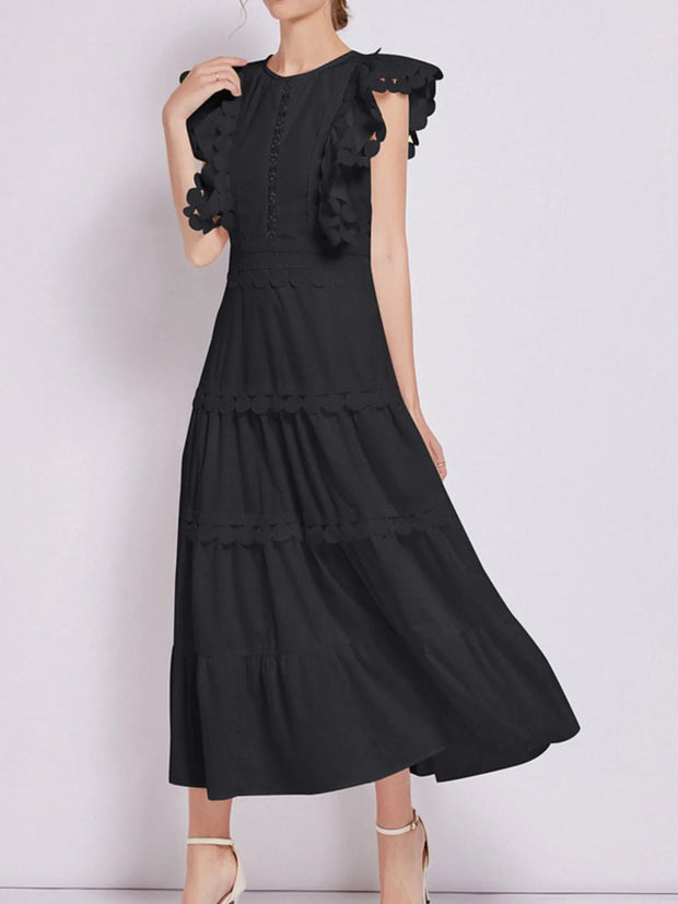 Sleeveless Ruffled Tiered Dress with Embroidered Trim-dresses-Trendsi-[option4]-[option5]-[option6]-[option7]-[option8]-Shop-Boutique-Clothing-for-Women-Online